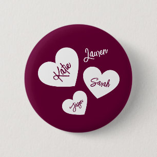 Personalisiertes Herz-Burgund Button