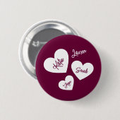 Personalisiertes Herz-Burgund Button (Vorne & Hinten)