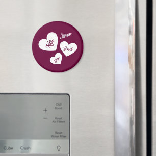 Personalisiertes Herz-Burgund Magnet