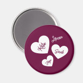 Personalisiertes Herz-Burgund Magnet (Vorderseite/Rückseite)