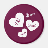 Personalisiertes Herz-Burgund Magnet (Vorne)