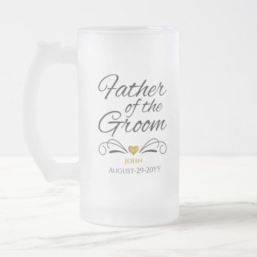 Personalisiertes Herz des goldenen Vaters des Groo Mattglas Bierglas (Links)