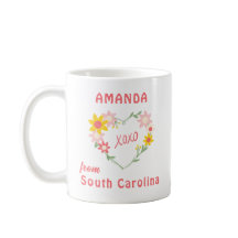 Personalisiertes Herz Flower Tasse