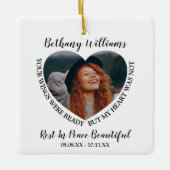 Personalisiertes Herz-Foto Gedenkstein Weihnachtsb Keramikornament (Vorderseite)