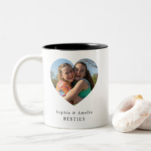 Personalisiertes Herz-Foto-Namensgeschenk für best Zweifarbige Tasse