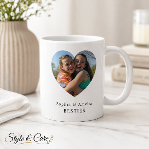 Personalisiertes Herz-Foto-Namensschild für beste  Kaffeetasse