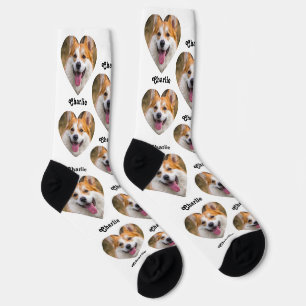 Personalisiertes Herz-Haustier-Foto-Muster mit Nam Socken