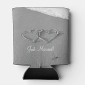 Personalisiertes Herz in Sand Hochzeit kann Kühler Dosenkühler (Rückseite)