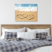 Personalisiertes Herz in Sand Leinwanddruck (Insitu (Schlafzimmer))