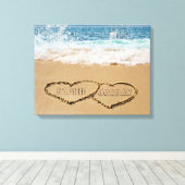 Personalisiertes Herz in Sand Leinwanddruck (Insitu (Holzboden))