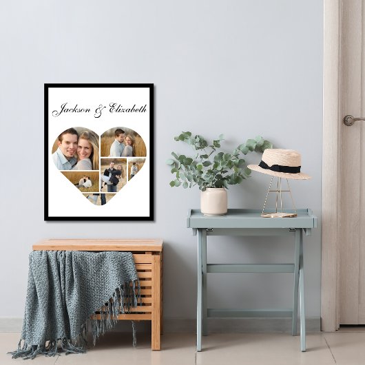 Personalisiertes Herz Liebe FotoCollage Poster