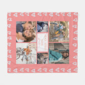 Personalisiertes Herz Liebe Rosa Collage Oma Fleecedecke (Vorderseite (Horizontal))