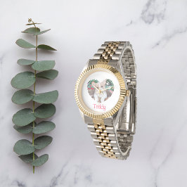 Personalisiertes Herz mit Paw Prints & Foto Armbanduhr