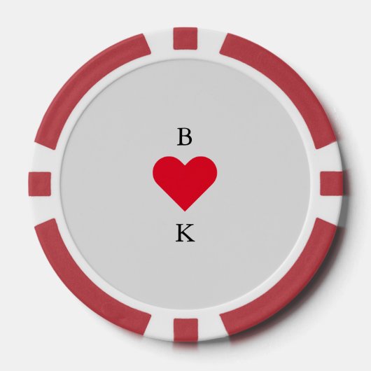 Personalisiertes Herz Rot & Grau Pokerchips (Vorderseite)