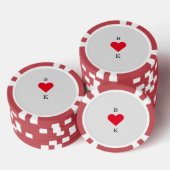 Personalisiertes Herz Rot & Grau Pokerchips (Stapel)