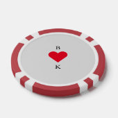 Personalisiertes Herz Rot & Grau Pokerchips (Einzeln)