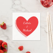 Personalisiertes Herz Rot und Weiß Hochzeit / Part Serviette (Beispiel)