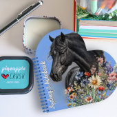 Personalisiertes Herz-Shaped Black Horse Notizblock
