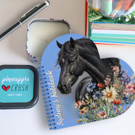 Personalisiertes Herz-Shaped Black Horse Notizblock