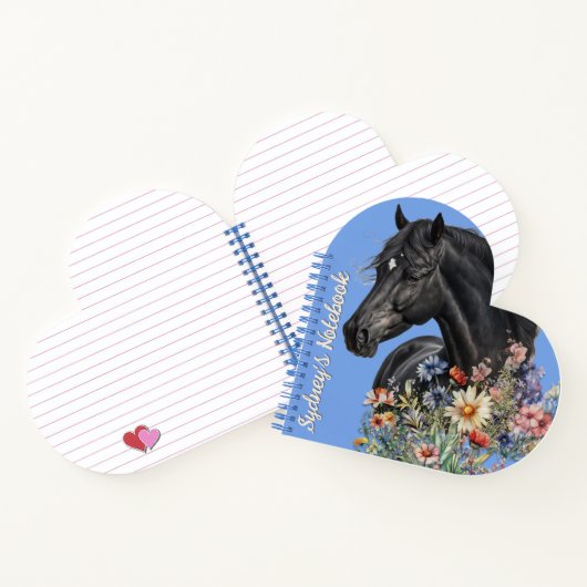 Personalisiertes Herz-Shaped Black Horse Notizblock (Innenseite)