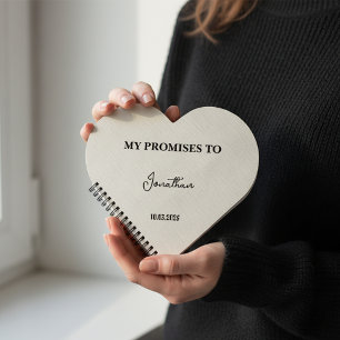 Personalisiertes Herz-Shaped Vow Book Meine Versp Notizblock