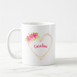 Personalisiertes Herz und Blume Romantische Tasse