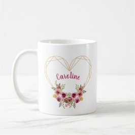 Personalisiertes Herz und Blume Romantische Tasse