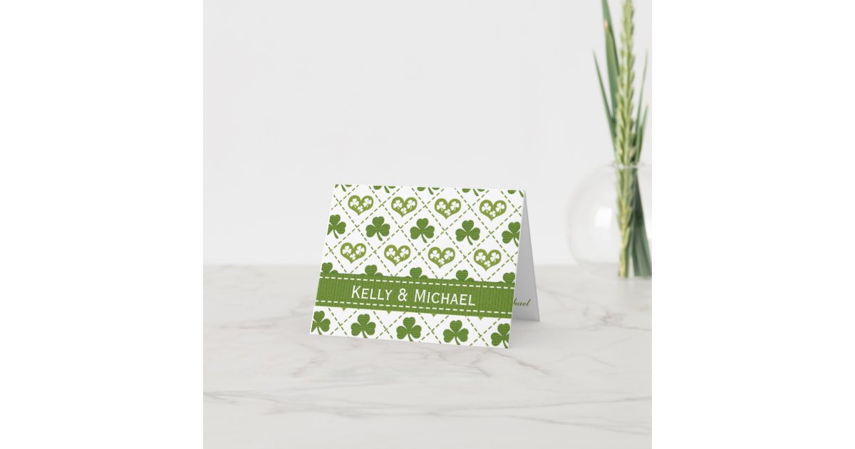 Personalisiertes Herz und Kleeblatt Hochzeit Viele Dankeskarte Zazzle.de