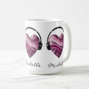 Personalisiertes Herz und Kopfhörer Kaffeetasse
