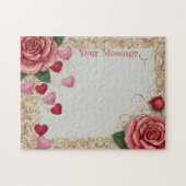 Personalisiertes Herz und Rose Puzzle (Horizontal)