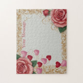 Personalisiertes Herz und Rose Puzzle (Vertikal)