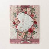 Personalisiertes Herz und Rose Puzzle (Vertikal)
