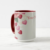 Personalisiertes Herz und Rose Tasse (Vorderseite Links)