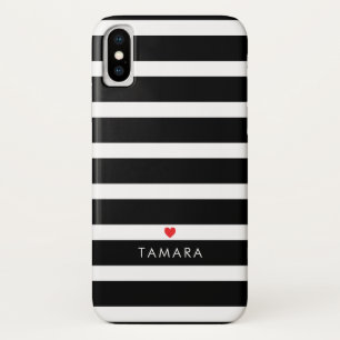 Personalisiertes Herz und schwarze Streifen Case-Mate iPhone Hülle