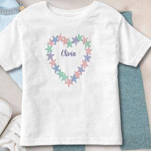 Personalisiertes Herzförmiges Seestern-T-Shirt für Kleinkind T-shirt