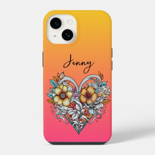 Personalisiertes Herzherz Romantik iPhone Hülle (Rückseite)