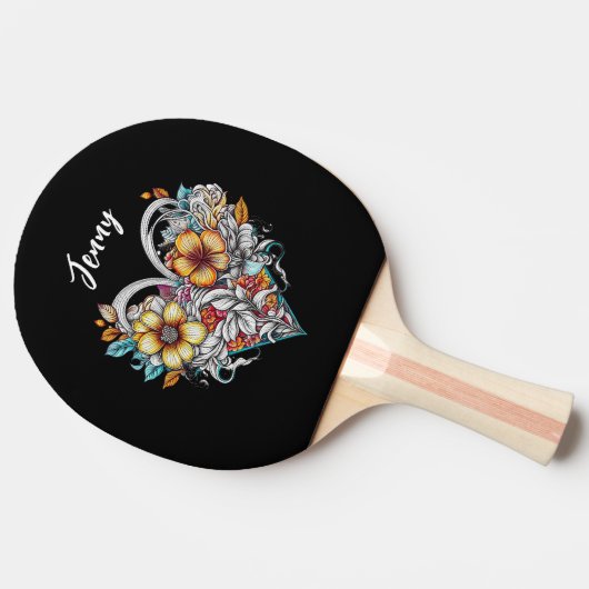 Personalisiertes Herzherz Romantik Tischtennis Schläger (Seitenansicht)