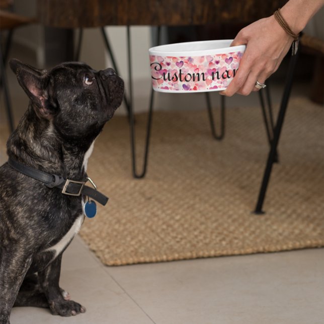 Personalisiertes Herzmuster Pet Bowl Napf (Custom Name Heart Pattern Bowl,
Personalized Watercolor Pet Bowl)