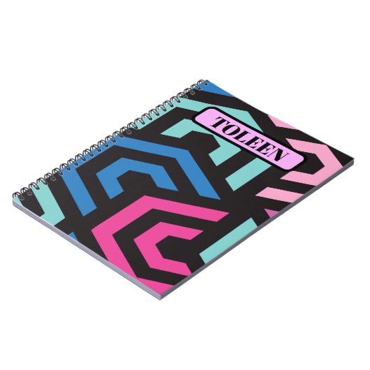 Personalisiertes Hexagon Geometrisches Muster Notizblock (Linke Seite)