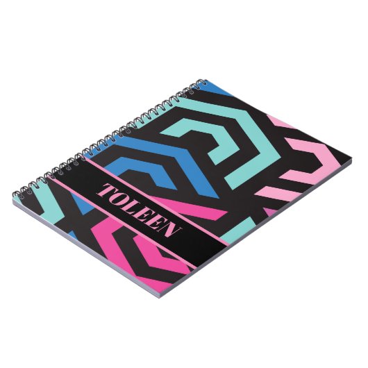 Personalisiertes Hexagon Geometrisches Muster Notizblock (Linke Seite)