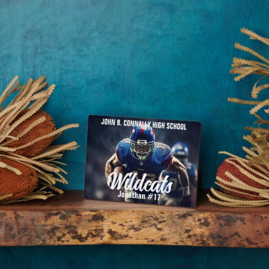Personalisiertes High School Football Player Foto Fotoplatte (Seite)