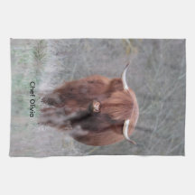 Personalisiertes Highland Cow Küchenhandtuch