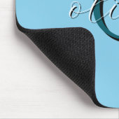 Personalisiertes Himmelblau Monogramm Anfangsbuchs Mousepad (Ecke)