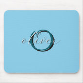 Personalisiertes Himmelblau Monogramm Anfangsbuchs Mousepad (Vorne)