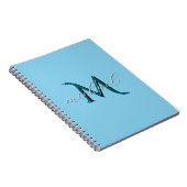 Personalisiertes Himmelblau Monogramm Anfangsbuchs Notizblock (Rechte Seite)