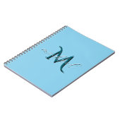 Personalisiertes Himmelblau Monogramm Anfangsbuchs Notizblock (Linke Seite)