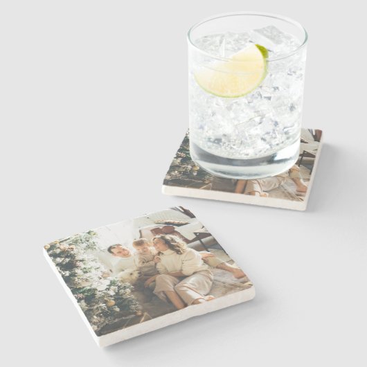 Personalisiertes Hinzufügen eines Favoritenbilds Steinuntersetzer (Seitenansicht)