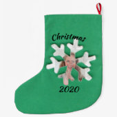 Personalisiertes Hinzufügen von Fotoschneeflocke a Großer Weihnachtsstrumpf (Rückseite)