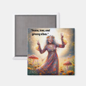Personalisiertes Hippie Boho Grandma Custom Mushro Magnet (Vorderseite/Rückseite)