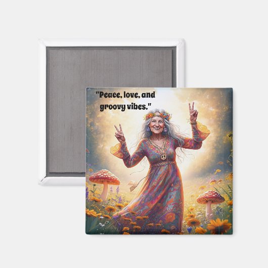 Personalisiertes Hippie Boho Grandma Custom Mushro Magnet (Vorderseite/Rückseite)